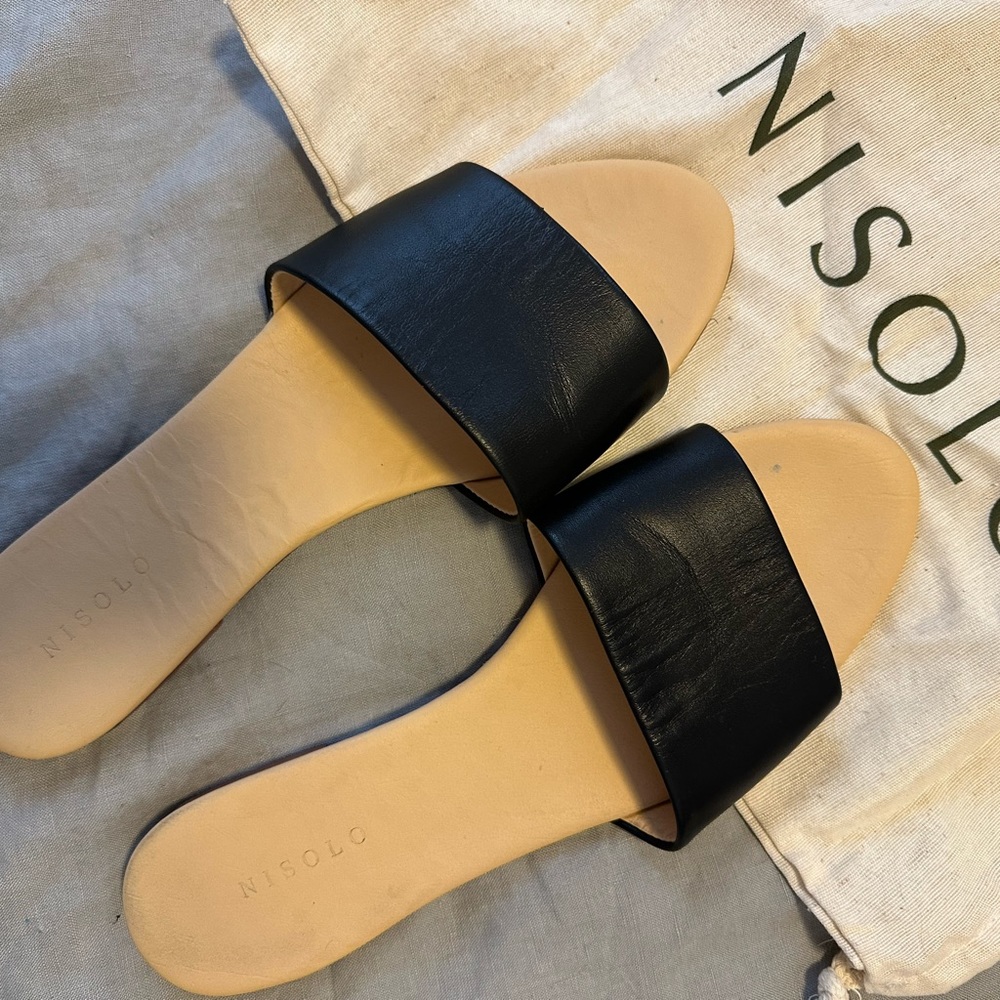 Size 10 leather slip on sandals by Italian shoe maker Nisolo. Worn twice.